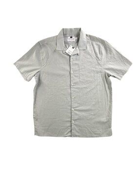 Topman Shirt Mens Large Gray Solid Short Sleeve Button Up Casual Pocket New